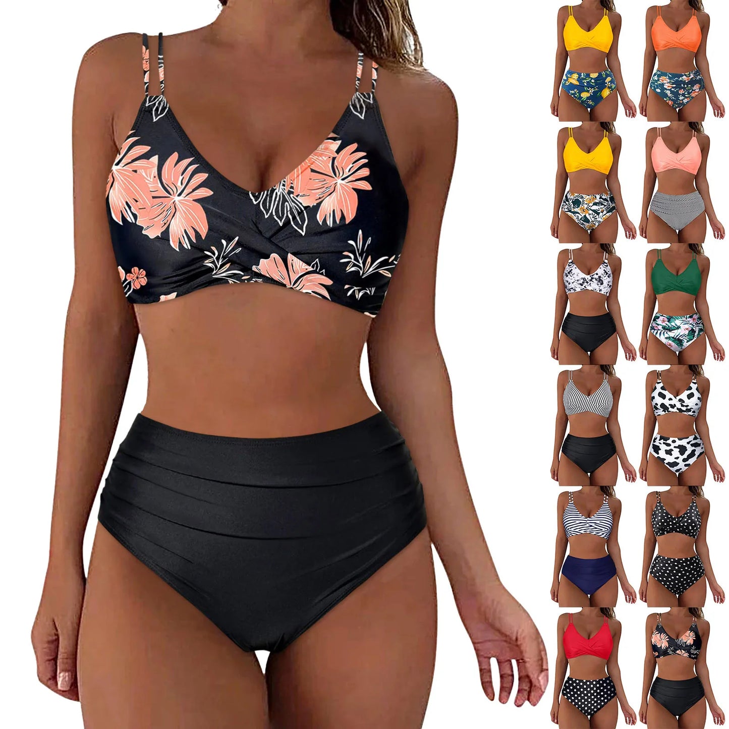 Brazilian Bikini Set Women Striped Crop Tops Swim Shorts Split Swimsuit 2024 New 2Pcs Swimming Beachwear Sexy Bikinis Sets Traje