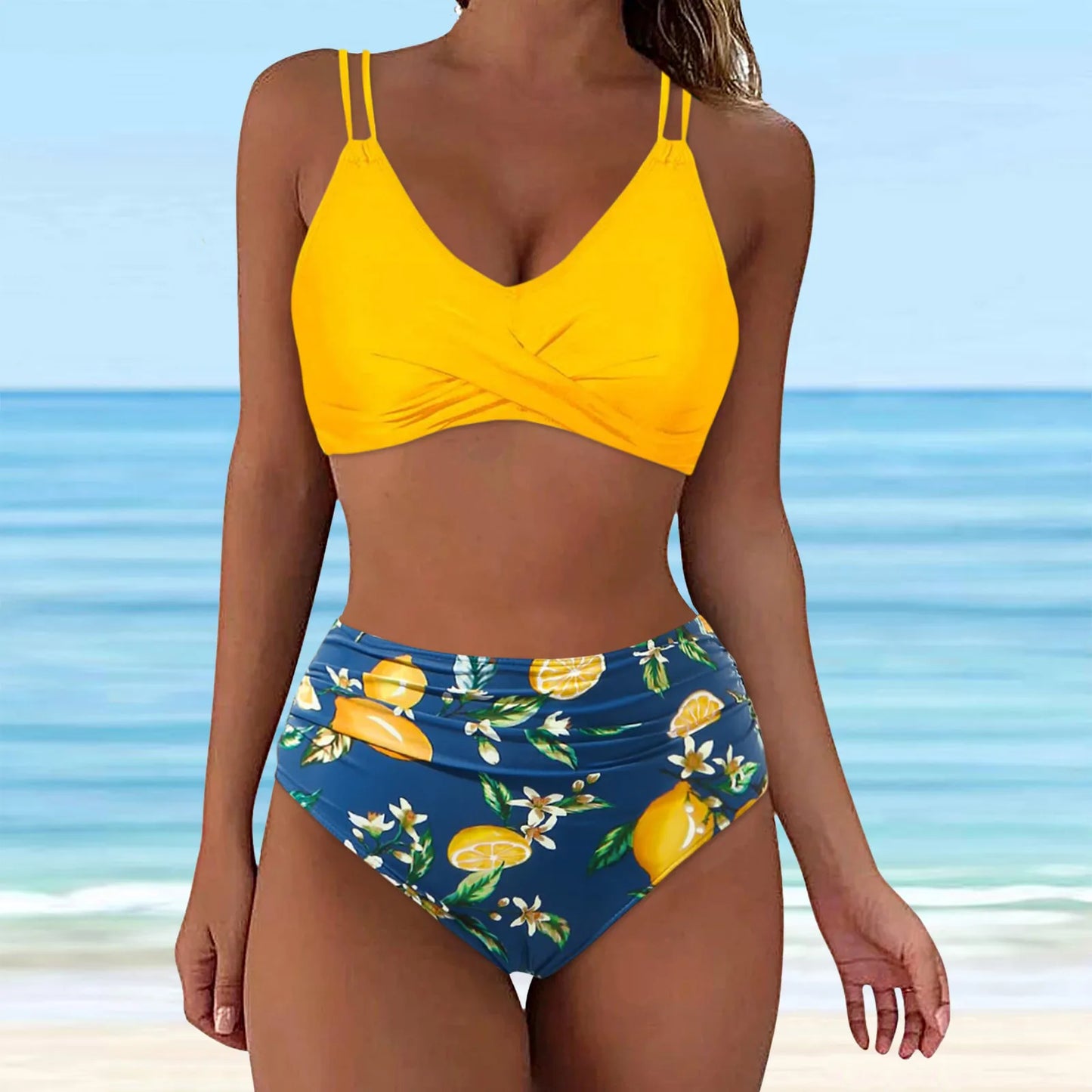 Brazilian Bikini Set Women Striped Crop Tops Swim Shorts Split Swimsuit 2024 New 2Pcs Swimming Beachwear Sexy Bikinis Sets Traje