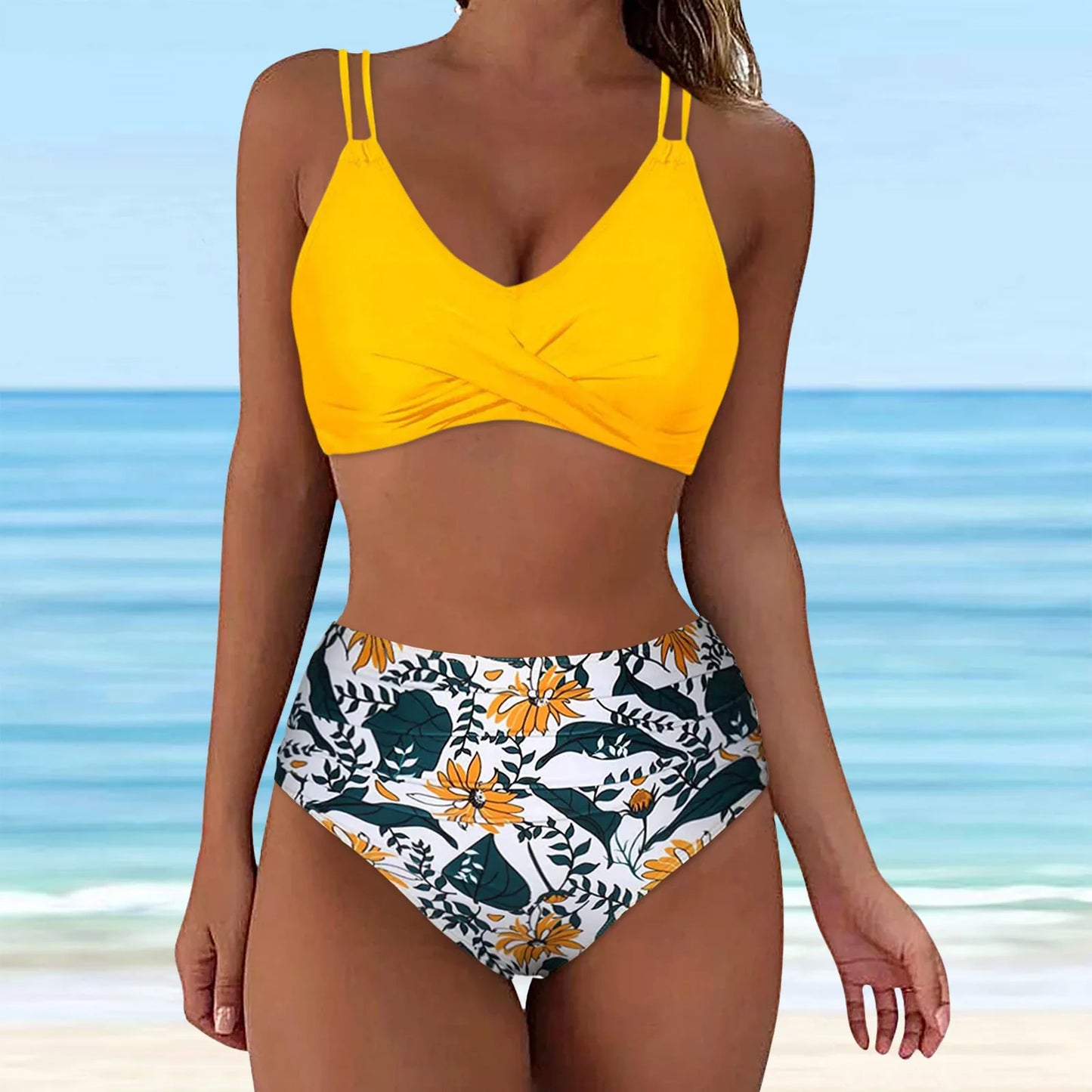 Brazilian Bikini Set Women Striped Crop Tops Swim Shorts Split Swimsuit 2024 New 2Pcs Swimming Beachwear Sexy Bikinis Sets Traje