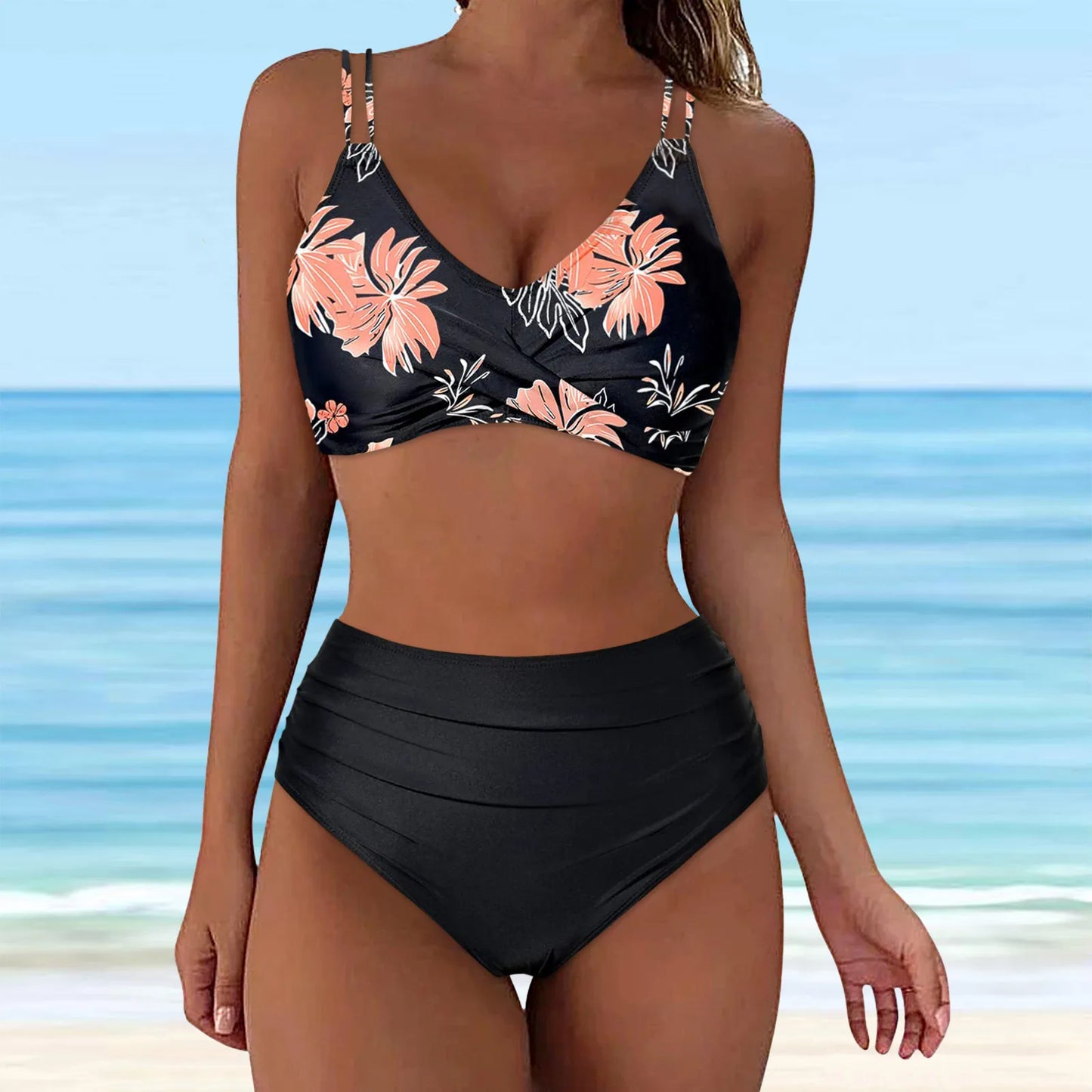 Brazilian Bikini Set Women Striped Crop Tops Swim Shorts Split Swimsuit 2024 New 2Pcs Swimming Beachwear Sexy Bikinis Sets Traje